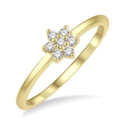 Flower Shape Petite Diamond Fashion Ring