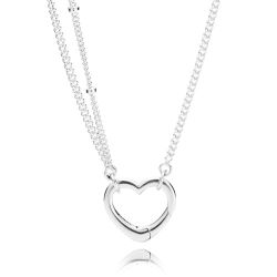 Sterling Silver Open Heart Necklace with Chain