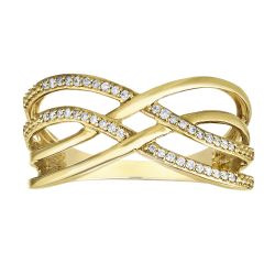 Diamond Double Row Round Swirl Twist Overlap Ring