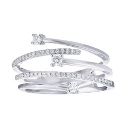 Diamond Five Open Rows with Round Diamond Accents Ring