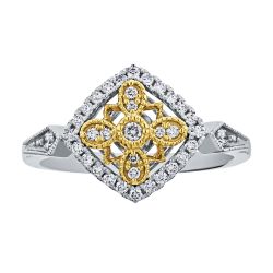 Diamond Cushion Shaped Two Tone Ring
