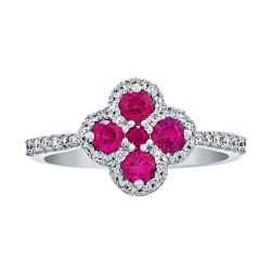 Diamond and Genuine Ruby Clover Ring