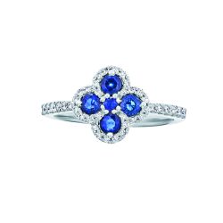 Diamond and Genuine Sapphire Clover Ring
