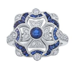 Diamond and Genuine Sapphire Vintage Style Ring