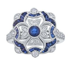 Diamond and Genuine Sapphire Vintage Style Ring