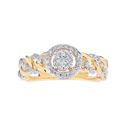 Diamond Cuban Link Round Cluster Ring