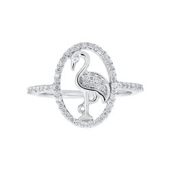 Diamond Flamingo Halo Ring