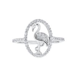 Diamond Flamingo Halo Ring