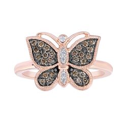 Diamond and Brown Butterfly Ring