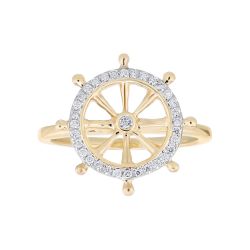 Diamond Ship Wheel Ring