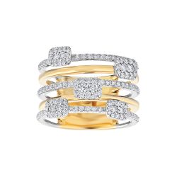 Diamond Emerald Shaped Clusters with Multi Open Row Ring 