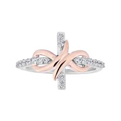 Diamond Two Tone Infinity Cross Pendant