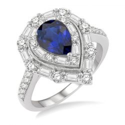 Pear Shape Gemstone & Baguette Diamond Ring