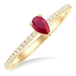 Pear Shape Gemstone & Petite Diamond Fashion Ring