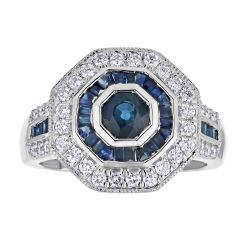 Diamond and Genuine Sapphire Vintage Style Ring