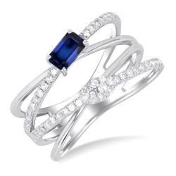 Criss Cross Gemstone & Shine Bright Diamond Fashion Ring