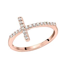 Diamond Sideways Cross Ring