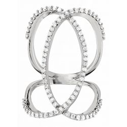 Diamond Oval Outline Double Loop Ring