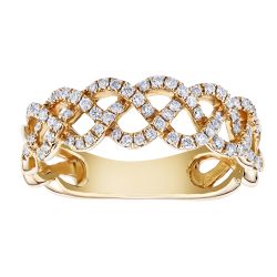 Diamond Woven Yellow Gold Band