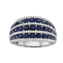 Diamond Triple Row Genuine Sapphire MultiRow Ring