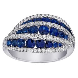 Diamond Triple Row Twisted Dome Ring