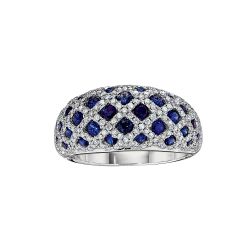 Diamond Genuine Sapphire Dome Ring