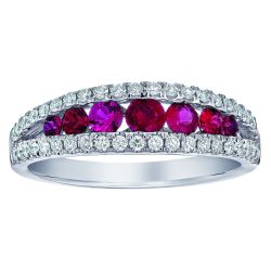 Diamond and Genuine Ruby Graduated Ring