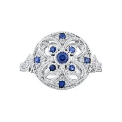 Diamond  and Genuine Sapphire Vintage Style Ring