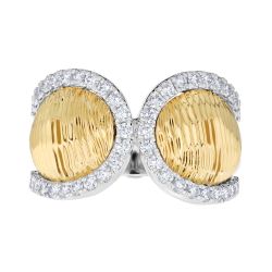 Diamond Pear Shaped Outline with Textured Dome Center Fashion Ring