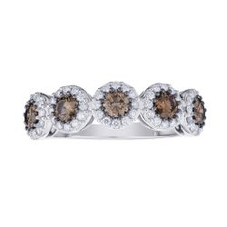 Diamond and Brown Round Halo Band Ring