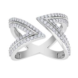 Diamond "V" Open ByPass Fashion Ring