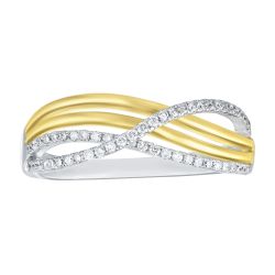 Diamond Two Tone Swirl CrossOver Ring