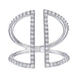 Diamond Squared Outline Open Ring