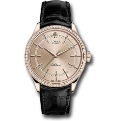  *Pre-Owned* Rolex Cellini Time Watch - Everose - Pink Dial - Black Leather Strap