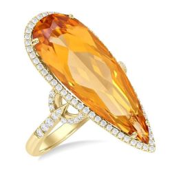 Solar Muse 14K Yellow Gold Pear-Cut Citrine & Diamond Halo Ring