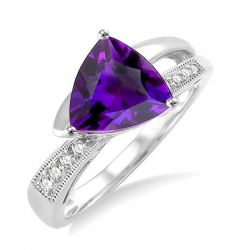 Trillion Shape Gemstone & Diamond Ring