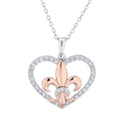 Diamond Lis Royale Fleur de Lis Heart Pendant