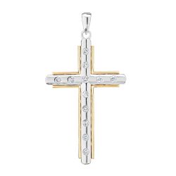 Diamond Burnished Cross Pendant