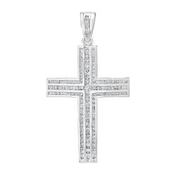 Diamond Channel Set Cross Pendant