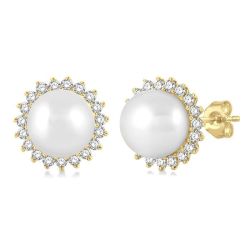Pearl & Petite Halo Diamond Fashion Earrings