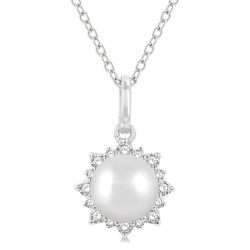 Ivy Kalliope Pearl & Petite Halo Diamond Fashion Pendant