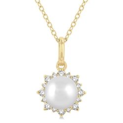 Pearl & Petite Halo Diamond Fashion Pendant
