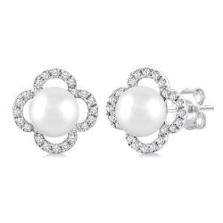 VioValLin ThMirAr 14K White Gold Diamond Fashion Earrings