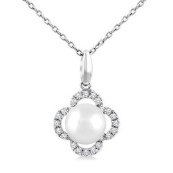 Clover Pearl & Petite Diamond Pendant