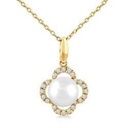 Clover Pearl & Petite Diamond Pendant