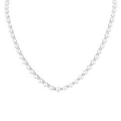 Pearl & Diamond Straightline Fashion Necklace
