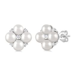 XeCaPho 14K White Gold Diamond Fashion Earrings