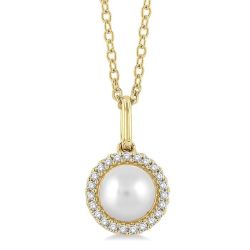 Kestrel Lustre Pearl & Petite Halo Diamond Fashion Pendant