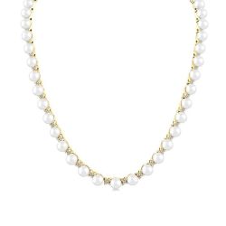 Pearl & Diamond Floral Fashion Necklace