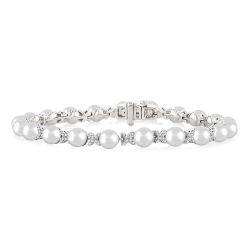 Pearl & Diamond Floral Fashion Bracelet